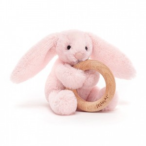Jellycat Bashful Pink Bunny Wooden Ring Toy 13 CM X 9 CM, Jellycat USA | AD5042189