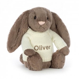 MEDIUM Jellycat Bashful Truffle Bunny with Personalised Cream Jumper 31 CM X 12 CM, Jellycat USA | CG5910384