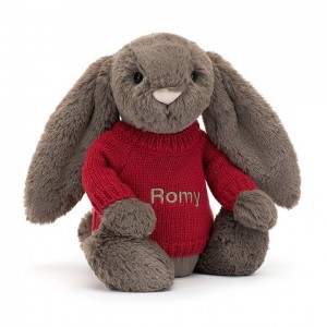 MEDIUM Jellycat Bashful Truffle Bunny with Personalised Red Jumper 31 CM X 12 CM, Jellycat USA | SC0836125