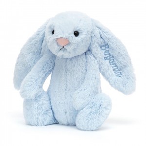 MEDIUM Jellycat Personalised Bashful Blue Bunny 31 CM X 12 CM, Jellycat USA | GH3471269