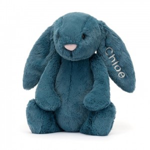 MEDIUM Jellycat Personalised Bashful Mineral Blue Bunny 31 CM X 12 CM, Jellycat USA | IR6925378
