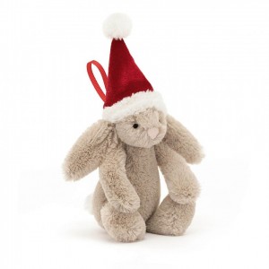 TINY Jellycat Bashful Christmas Bunny Decoration 13 CM X 6 CM, Jellycat USA | KL1452690